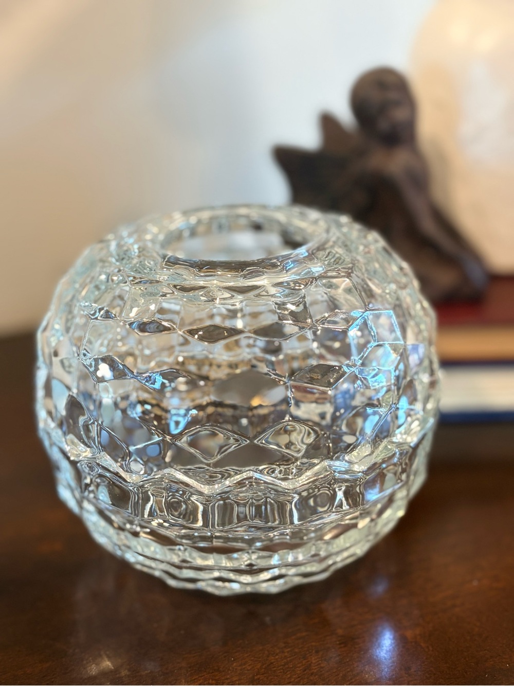 Vintage Homco Cubist Style Clear Glass Fairy Lamp Light
